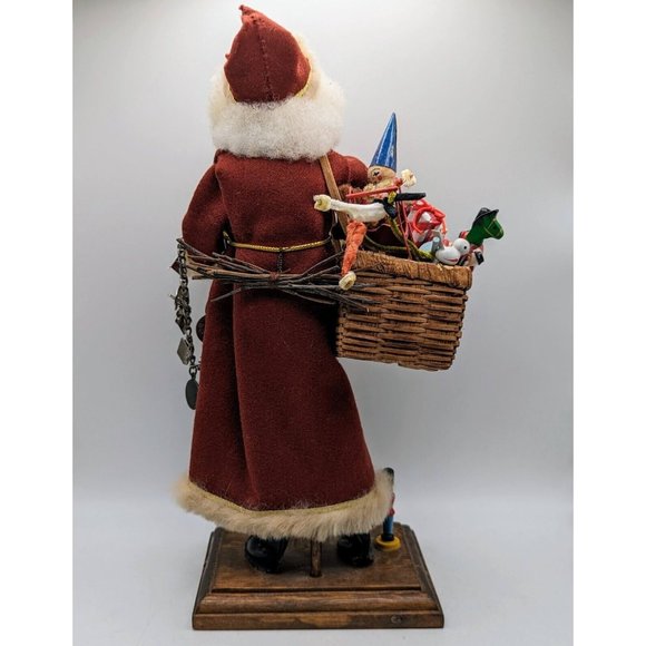 Handmade Red Santa With Toys Vintage Figurine Statue Crafted Luci Isaacs 1987 - Picture 5 of 7